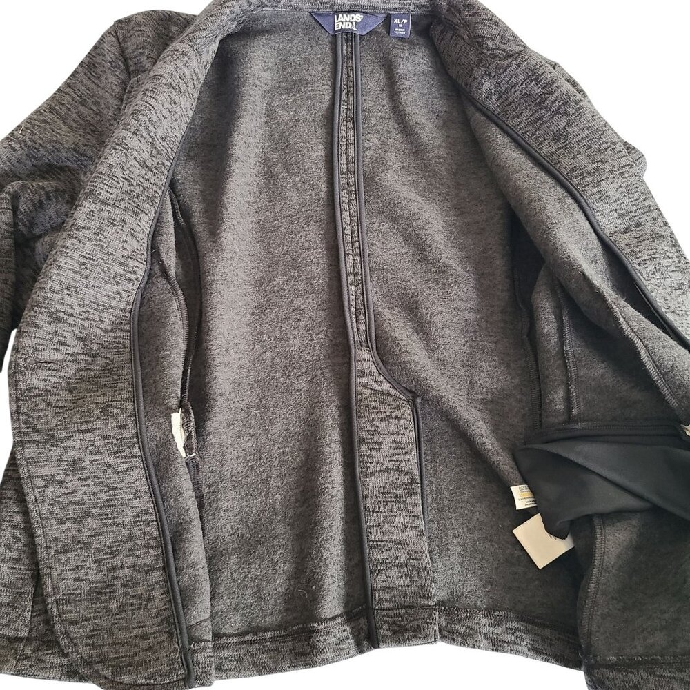 Lands End Women's Gray Textured Blazer Jacket XL/P 18 Polyester Soft Comfy - Picture 4 of 11